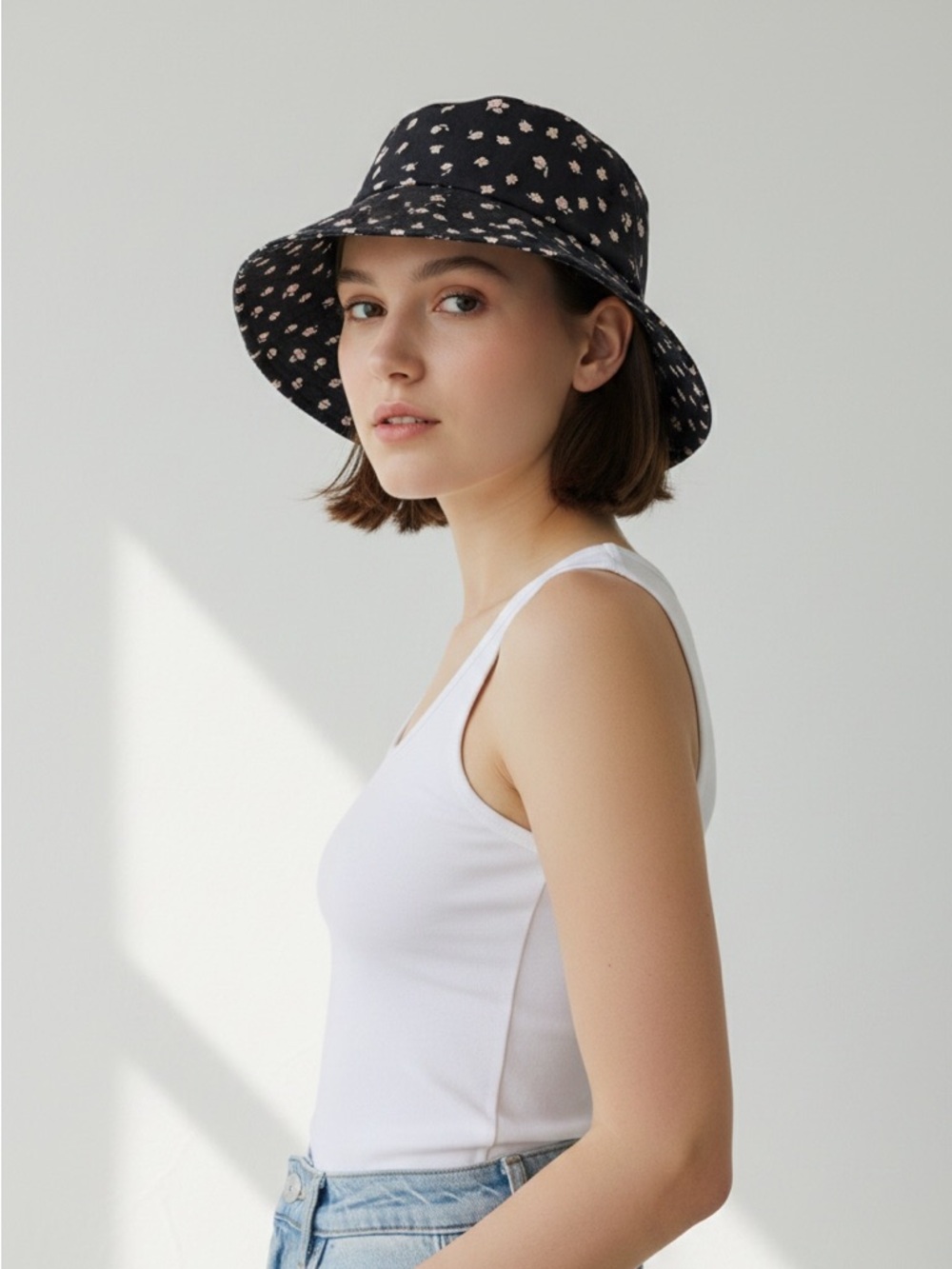 Billabong |  Black Floral Print Bucket Hat